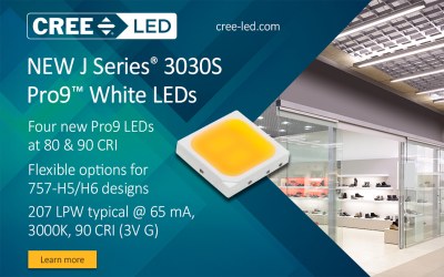 Cree LED Expands J Series® 3030S Portfolio with Pro9™ LEDs