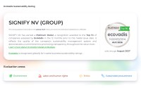 Signify Achieves its Highest-ever EcoVadis Score of 88 and Platinum Medal