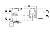 Simplified schematic for an electronic transformer compatible MR16 lamp using the new AL8811 DC-DC converter IC