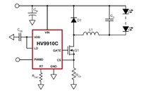 Simplified application circuit schematics for the new HV9910C LED driver