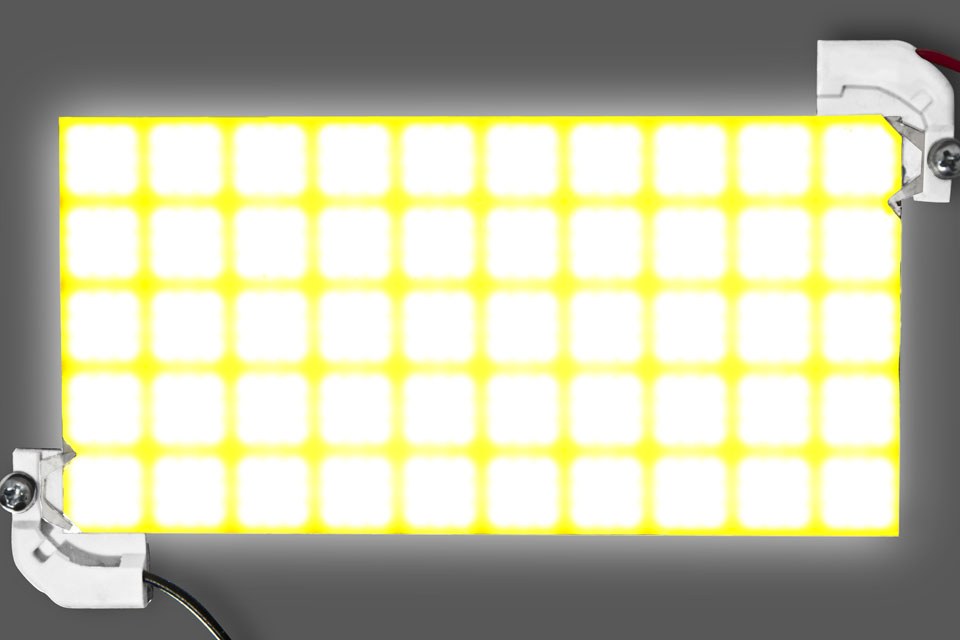 Optogan's X10 50-segments module can be easily divided into smaller elements down to a 1cm² small 10W module