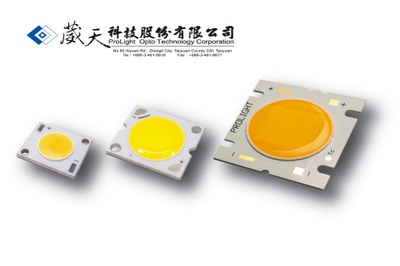 ProLight Opto Technology COB light engine series is a compact high flux density light source with an efficacy of up to 100 lm/W