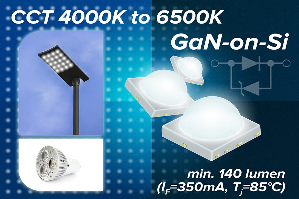 Toshiba's new LEDs provide high luminous flux and lower power consumption for domestic and public applications