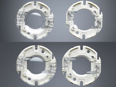 Molex' new LED array holders for Bridgelux’s ES Arrays (top) and Cree XLamp MP-L and CXA20 Arrays (below)