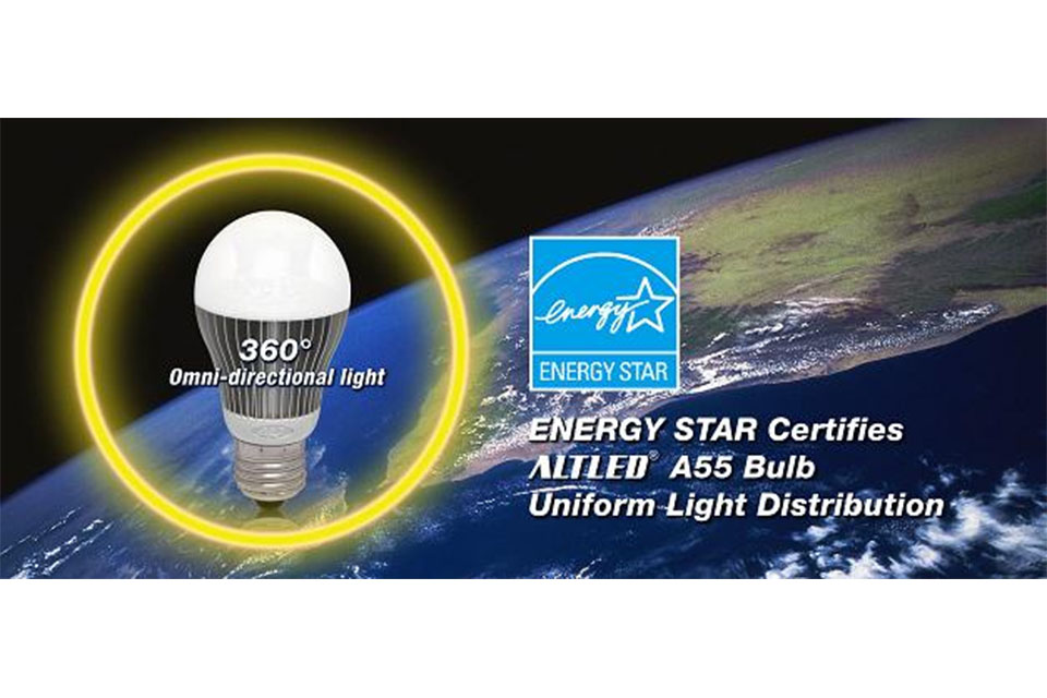 ALTLED® A55 LED light bulb with a 360° omnidirectional light distribution is now Energy Star certified