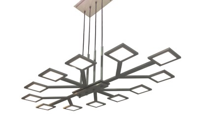 WAC Lighting's Vela OLED Chandelier is defined by a dramatic contemporary profile laser-crafted of aluminum