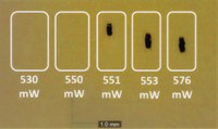 Fig 7 - Buring marks on silicone encapsulated phosphors over glass substrate when excited by a too high laser irradiance - courtesy of MDPI Materials [1].jpg