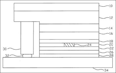 Schematic drawing of a flip-chip type LED in accordance with the present invention.