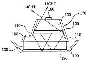 High output LED bonded to a reflective plate to emit light