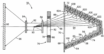 Schematic side view of the lighting system