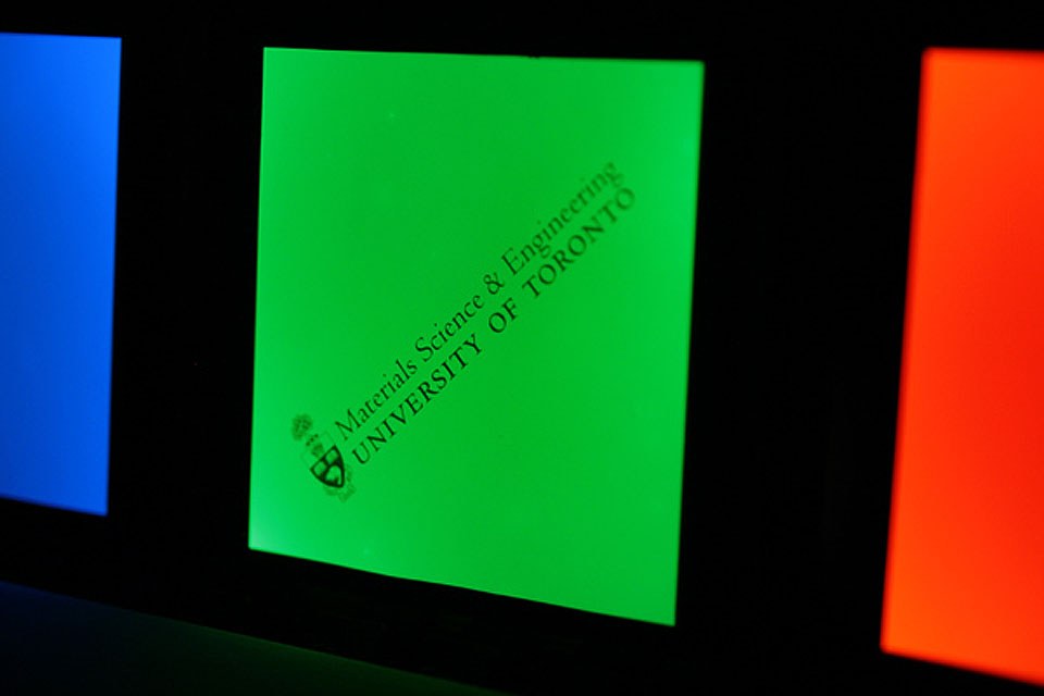 Red, green and blue Cl-ITO-OLEDS from the University of Toronto Material Science and Engineering Institute