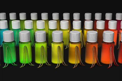 This new technique allows to determine if the width of the spectrum in a given batch is caused by different NCs in the batch having slightly different colors, or if each particle's emissions has a wider spectrum (Credits: Image courtesy of Lauren Aleza Kaye)